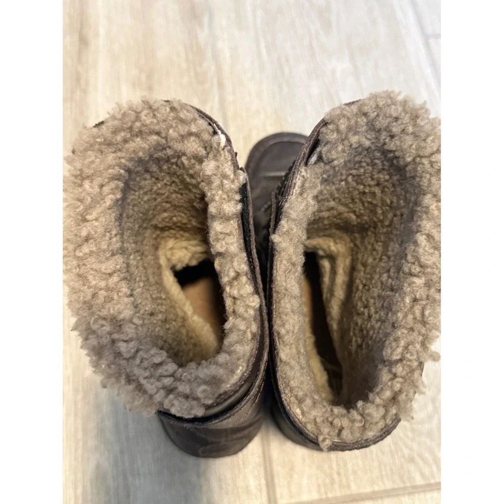 FitFlop Mukluk Leather Shearling Lined Winter Boots Brown Womens‎ 6